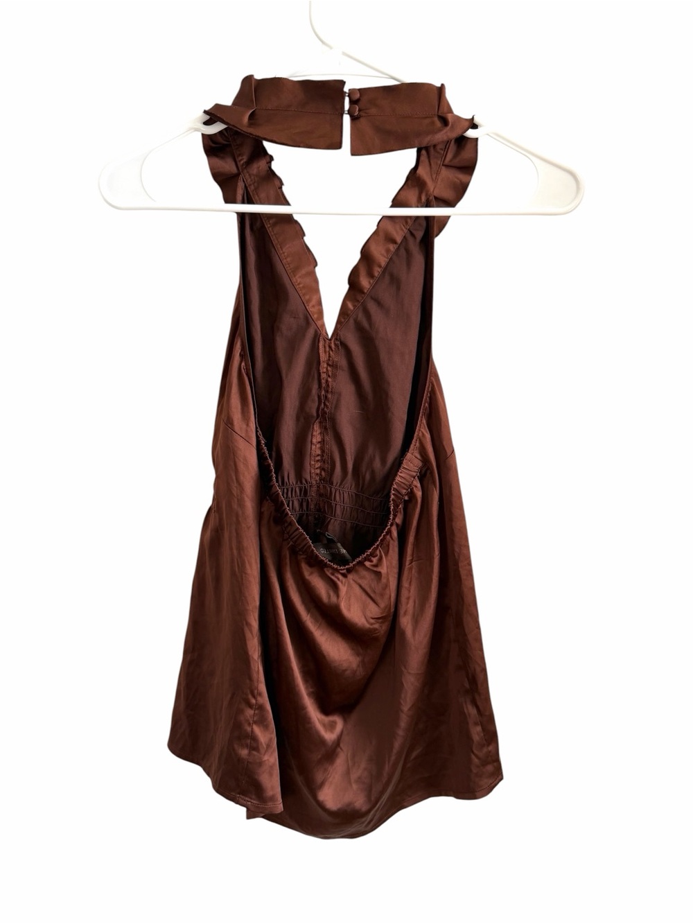 Brown Ruffle Halter Tank Top - Picture 3 of 3